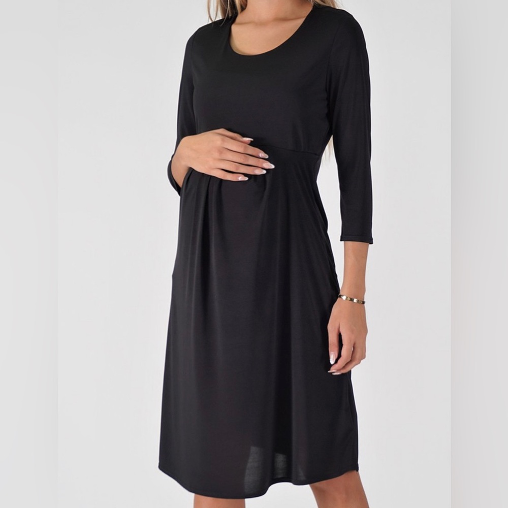 *HP* BELLA FLORE 3/4 SLEEVE MATERNITY DRESS: BLACK: NEW WITHOUT TAGS: SIZE XL
